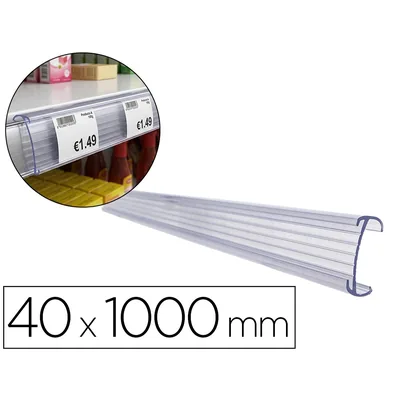 Q-CONNECT Soporte Portaprecios Q-Connect Reutilizable para Estanteria Etiqueta 40X1000 MM Transparente