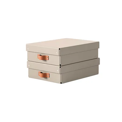 LEITZ Caja de Almacenaje Leitz Carton Mediana Baja con Asa de Piel Color Azul Pack de 2 Unidades
