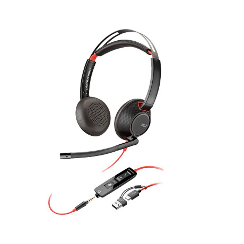 Auriculares Poly con Cable Blackwire 5220 Usb-c Conexion 3,5 MM Adaptador Usb-c/a
