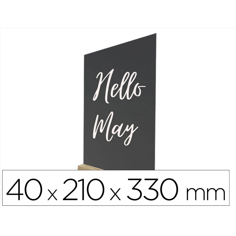 Pizarra Doble Cara Archivo 2000 con Base de Madera A4 Vertical Metacrilato Negro 100% Reciclable 40X210X330 MM