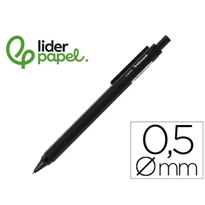 LIDERPAPEL Portaminas Liderpapel Coleccion 5 con Clip y Goma Punta 0.5 MM Negro