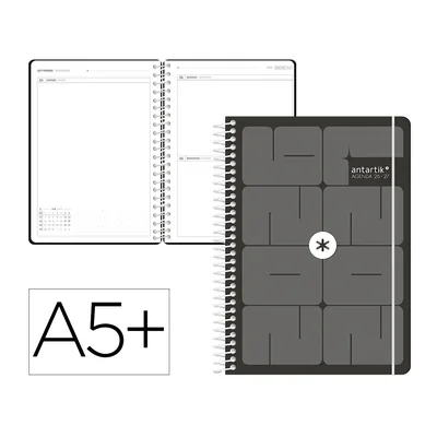 ANTARTIK Agenda Escolar Antartik 26-27 Espiral Essentials Dia Pagina A5+ Bilingue 80G Papel Fsc Negro