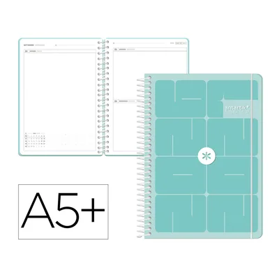 ANTARTIK Agenda Escolar Antartik 26-27 Espiral Essentials Dia Pagina A5+ Bilingue 80G Papel Fsc Azul Turquesa