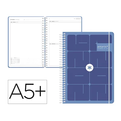 ANTARTIK Agenda Escolar Antartik 26-27 Espiral Essentials Dia Pagina A5+ Bilingue 80G Papel Fsc Azul Oscuro