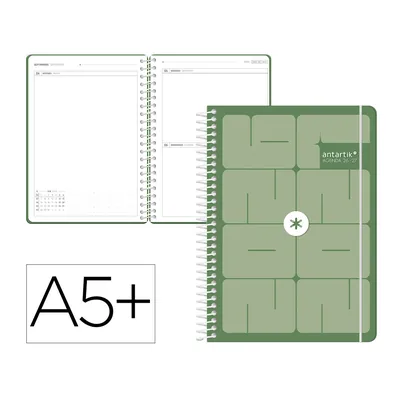 ANTARTIK Agenda Escolar Antartik 26-27 Espiral Essentials Dia Pagina A5+ Bilingue 80G Papel Fsc Verde