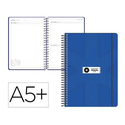 ANTARTIK Agenda Escolar Antartik 26-27 Espiral Pack And Go Dia PAGINAA5+ Bilingüe 80G Papel Fsc Azul Marino