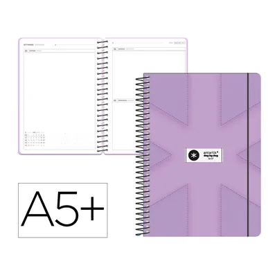 ANTARTIK Agenda Escolar Antartik 26-27 Espiral Pack And Go Dia PAGINAA5+ Bilingüe 80G Papel Fsc Morado