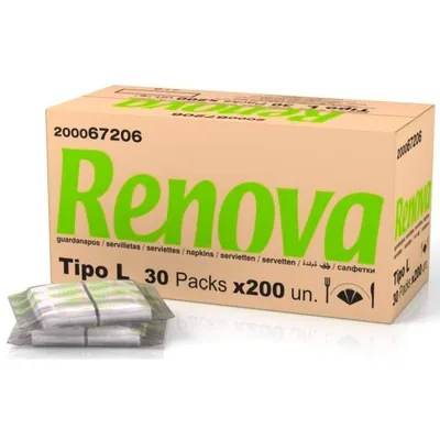 RENOVA Servilleta Renova 1 Capa Color Blanco Mini 17X17 CM Plegado L Paquete de 200 Unidades