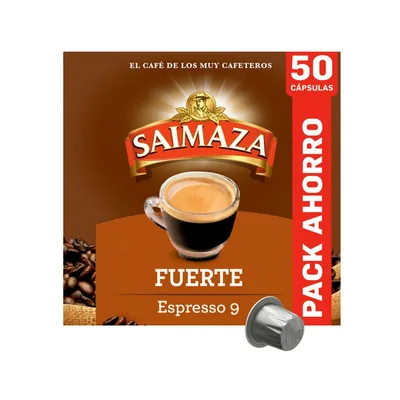 SAIMAZA Cafe Saimaza Fuerte Espresso Intensidad 9 Caja de 50 Capsulas Compatible Nespresso