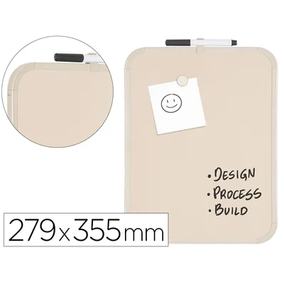 BI-OFFICE Pizarra Blanca Bi-Office Easy Magnetica con Rotulador Color Beige 279X355 MM