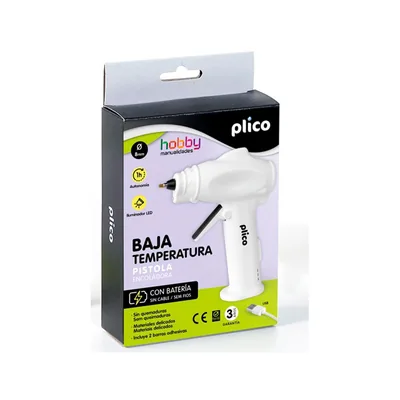 PLICO Pistola de Silicona Mini Plico Baja Temperatura con Bateria y Led 25W