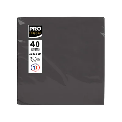 PRONAPPE Servilleta Pronappe Celulosa Micro Grofada 38X38 CM 2 Capas Color Negro Paquete de 40 Unidades
