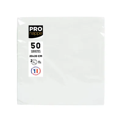 PRONAPPE Servilleta Pronappe Celulosa Micro Grofada 20X20 CM 2 Capas Color Blanco Paquete de 50 Unidades