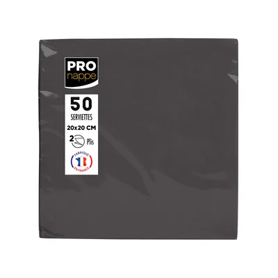 PRONAPPE Servilleta Pronappe Celulosa Micro Grofada 20X20 CM 2 Capas Color Negro Paquete de 50 Unidades
