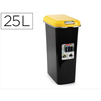PLASTICFORTE Contenedor para Reciclaje Plasticforte 25 L con Tapa Color Amarillo Parchis
