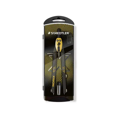STAEDTLER Compas Staedtler Noris 555 con Husillo y Rueda Central Sin Alargadera Tubo de Minas y Aguja Color Naranja