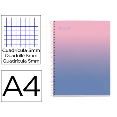 MIQUELRIUS Cuaderno Espiral Miquelrius DIN A4 80 Hojas Cuadro 5 MM 90 GR Gradient Rosa/azul