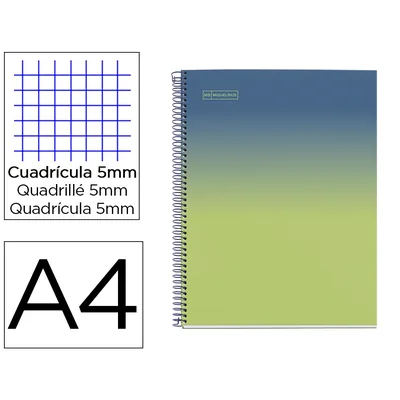 MIQUELRIUS Cuaderno Espiral Miquelrius DIN A4 80 Hojas Cuadro 5 MM 90 GR Gradient Azul/limon