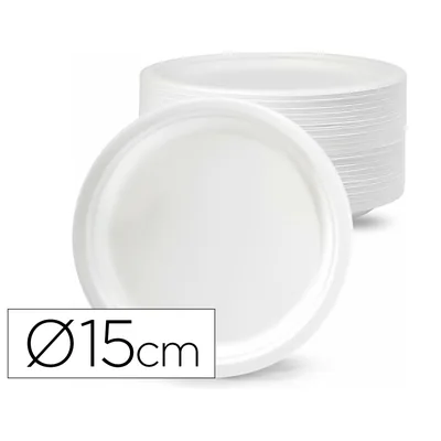 Sin marca Plato de Fibra Bio 15 CM Diametro Paquete de 50 Unidades