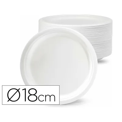 Sin marca Plato de Fibra Bio 18 CM Diametro Paquete de 50 Unidades