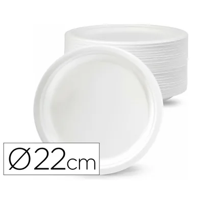 Sin marca Plato de Fibra Bio 22 CM Diametro Paquete de 50 Unidades