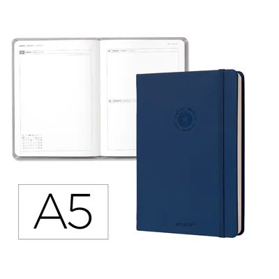 ANTARTIK Agenda Oficina Antartik 2027 Encuadernada Dia Pagina A5 Bilingue 70G Papel Fsc Azul Marino