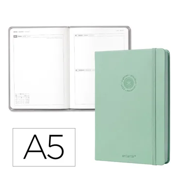 ANTARTIK Agenda Oficina Antartik 2027 Encuadernada Dia Pagina A5 Bilingue 70G Papel Fsc Menta