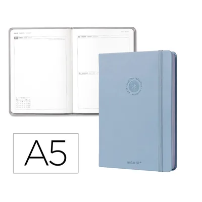 ANTARTIK Agenda Oficina Antartik 2027 Encuadernada Dia Pagina A5 Bilingue 70G Papel Fsc Celeste