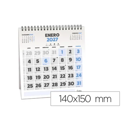 LIDERPAPEL Calendario Espiral Triangular Liderpapel de Sobremesa Serie Clasico 2027 140X150 MM Papel 128 G