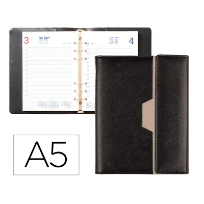 LIDERPAPEL Agenda Encuadernada Liderpapel 2027 Nero 15X21 CM Dia Pagina Bilingue 70G Papel Fsc