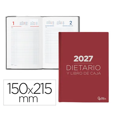 LIDERPAPEL Dietario Liderpapel 2027 Cuarto 150X215 MM Dia Pagina Bilingue Color Rojo Papel 70 G Fsc