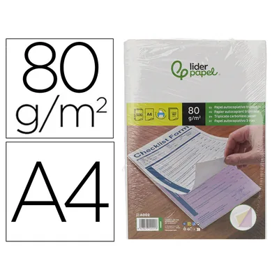 LIDERPAPEL Papel Autocopiativo Liderpapel DIN A4 Prealzado Triplicado Blanco Amarillo y Rosa 80 G 500 Hojas 167 Juegos