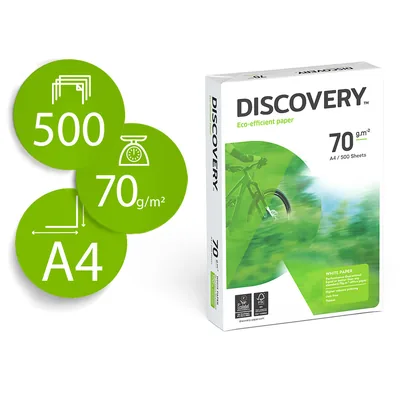 DISCOVERY Papel Fotocopiadora Discovery DIN A4 70 Gramos Papel Multiuso Ink-jet y Laser Paquete de 500 Hojas