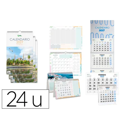 LIDERPAPEL Calendario Liderpapel 2027 Pack de 24 Unidades Diseños Surtidos
