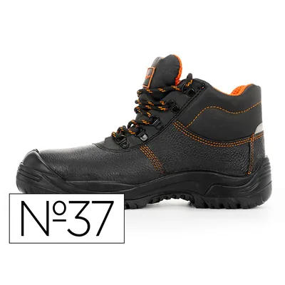 SAFETOP Bota de Seguridad Safetop Eurio Cuero Grabado Suela de Acero Antiperforacion S3 Sr Talla 37 Color Negro