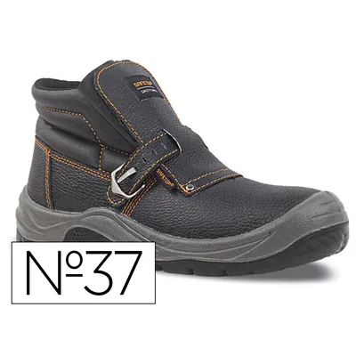 SAFETOP Bota de Seguridad Safetop Nerio Talla 37 Cuero Grabado con Hebilla Especial Soldadura Suela Pu Bidensidad S3 Negro