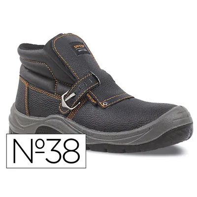 SAFETOP Bota de Seguridad Safetop Nerio Talla 38 Cuero Grabado con Hebilla Especial Soldadura Suela Pu Bidensidad S3 Negro