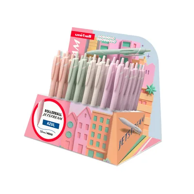 UNIBALL Boligrafo Uni-ball Jet Stream Sport SXN-150 Tinta Hibrida Azul Expositor de 48 Unidades Colores Pastel Surtidos