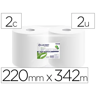 LUCART Papel Secamanos Lucart Ecologico 17,5 G 2 Capas 220 MM X 342 M Paquete de 2 Rollos