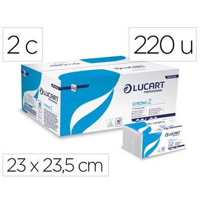 LUCART Toalla Secamanos Lucart Celulosa Virgen 22 G 2 Capas Plegado en Z 23X23,5 CM Caja de 18 Paquete de 220 Unidades