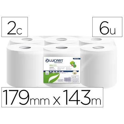 LUCART Papel Secamanos Lucart Reciclado 16,5 G 2 Capas 179 MM X 143 M Paquete de 6 Rollos