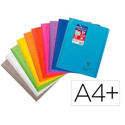 CLAIREFONTAINE Cuaderno Espiral Clairefontaine Koverbook Tapa Polipropileno DIN A4+ 80 Hojas Cuadro 5 MM Banda 4