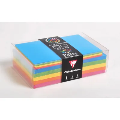CLAIREFONTAINE Sobre Clairefontaine Pollen 90X140 MM + Tarjeta Visita 82X128 MM Pack de 40 Unidades 5 Colores Surtidos