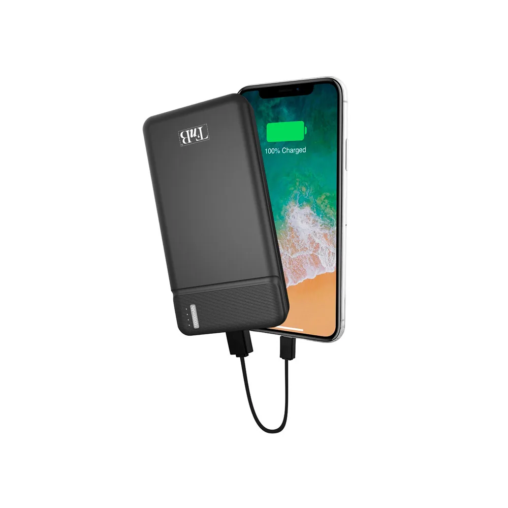 Bateria Externa Tnb 10000 Mah Micro Usb + Usb Typo C Color Negro