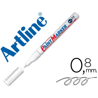 ARTLINE Rotulador Artline Marcador Permanente EK-444 Xf Blanco Punta Redonda 0.8 MM Metal Caucho y Plastico