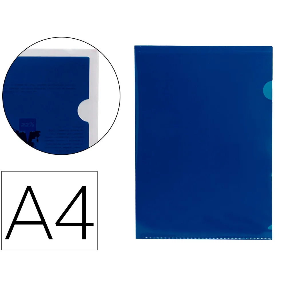 Carpeta Liderpapel Dossier Uñero 44002 Polipropileno DIN A4 Azul 20 Hojas