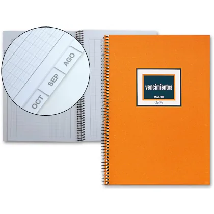 Cuaderno de Vencimientos Miquelrius Nº 96 Cuarto Natural 48 Hojas