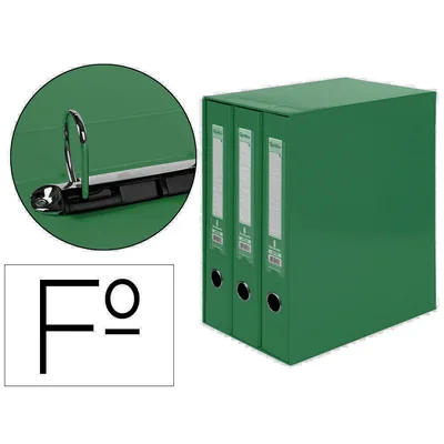 LIDERPAPEL Modulo Liderpapel 3 Archivadores Folio 2 Anillas Mixtas 40MM Verde