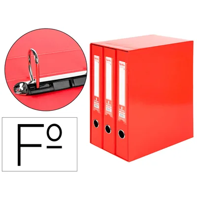 LIDERPAPEL Modulo Liderpapel 3 Archivadores Folio 2 Anillas Mixtas 40MM Rojo
