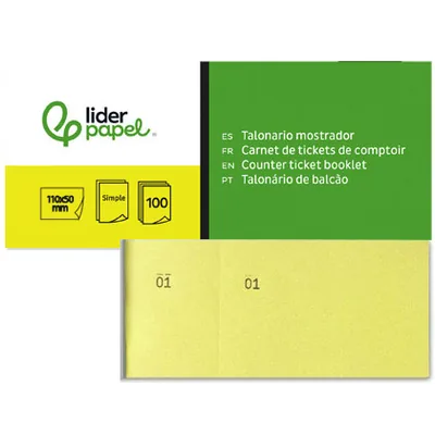 LIDERPAPEL Talonario Liderpapel Mostrador 50X110 MM TL07 Amarillo con Matriz